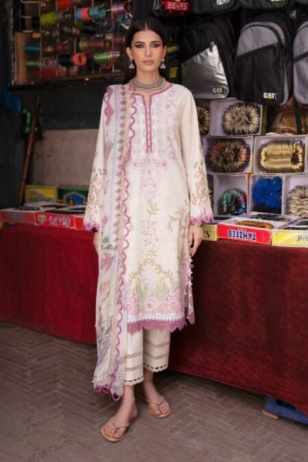Stylish Pakistani lawn suit with chiffon dupatta
