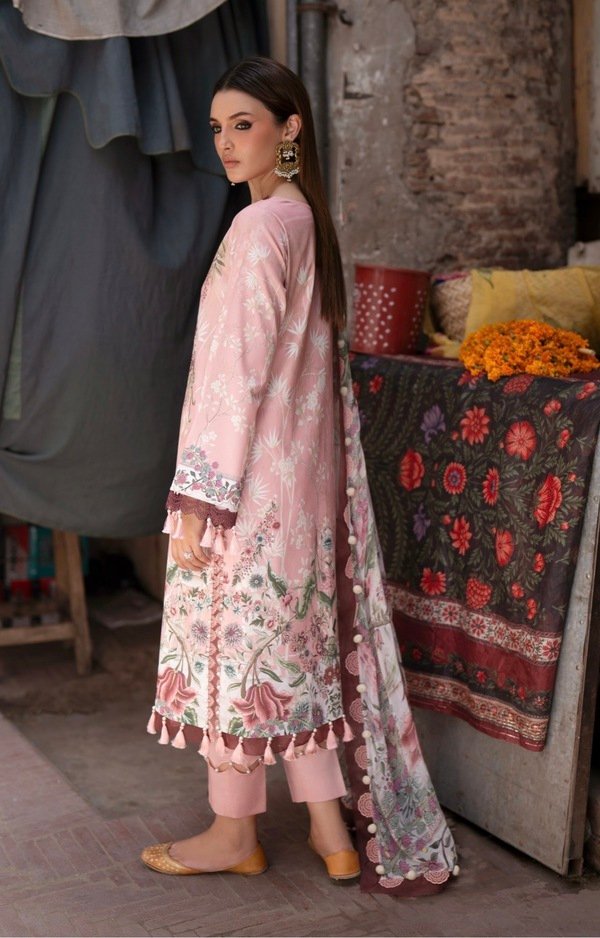 Printed Pakistani lawn suit with chiffon dupatta - UJ003 - Image 2