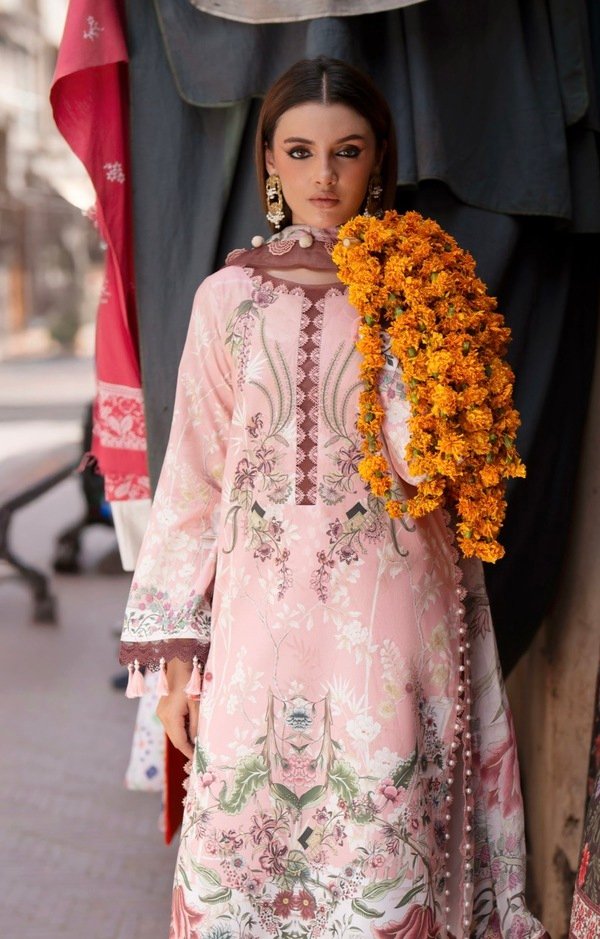 Printed Pakistani lawn suit with chiffon dupatta - UJ003 - Image 3